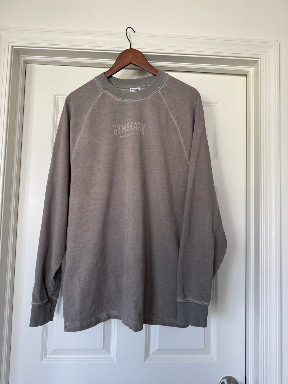 Gymshark Crewneck Sweater in taupe fray Faded vintage sweater comfy fall